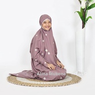Mukena Terusan Anak Remaja Tanggung Bordir Bunga Daisy Mukenah Lajuran Santri Terbaru by Alinamukena