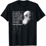 Charles Darwin Portrait Quote Evolution Atheist T-Shirt