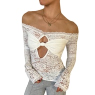DUNEA Women SexyTightOff-shoulderLace Top