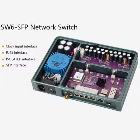 LHY Audio SW6-SFP 6-Port Hifi Audio Ethernet Switch Network Switch DC Powered with SC-Cut OCXO