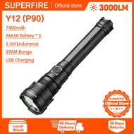 Superfire Y12 Đèn pin LED ánh sáng 3000lm Đèn pin ánh sáng mạnh cho ngoài trời