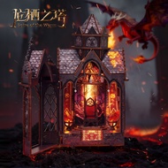 New Gothic Architecture Dragon Perch Tower Dragon Castle 3D Puzzle Book Stand Miniature Model Archit