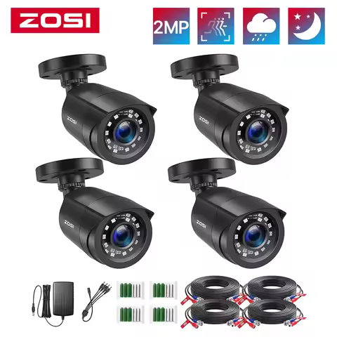ZOSI 1080P 4 Pack HD TVI Security Cameras Outdoor Indoor Weatherproof Bullet Surveillance Camera for