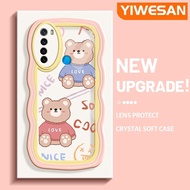 YIWESAN เคสสำหรับ Xiaomi Redmi โน๊ต8 2021 Note 8T ลายการ์ตูนหมีสีสันสดใสสร้างสรรค์ขอบครีมเป็นเคสโทรศัพท์แบบใสฝาครอบโทรศัพท์โปร่งใสกันกระแทกนิ่ม