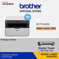Brother DCP-1610W 3 in 1 Wireless A4 Print Scan Copy Mono Laser Printer Compact Size with LCD Screen