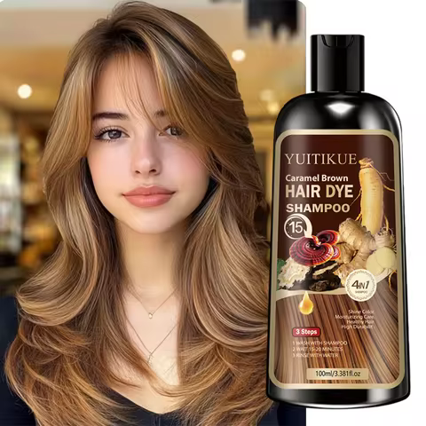 Herbal Hair Dye Shampoo, Fast Coloring, Reishi and Ginseng Extract, Gentle Gray Coverage without Dam