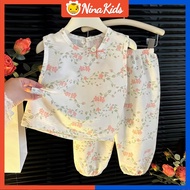 Baby Girl Summer Clothing Set Girl Floral Vest Top Mosquito-proof Pants 2-piece Set 2-7 Years