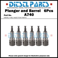 6Pcs Plunger A740 Plunger and Barrel Assembly 131153-6120 for Hitachi EX210LC-5 6BG1 / Isuzu Forward