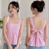 Kathryn Korean Ribbon Back Babydoll Top 71017
