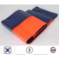 MTT Canvas 1414 Blue Orange Size S 100% MADE IN KOREA PE Tarpaulin Canopy Side Wall / Kanvas Biru Oren Kanopi