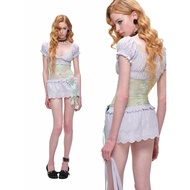 1JINN STUDIO Jacquard Cotton Short-Sleeved Puff Sleeve Top