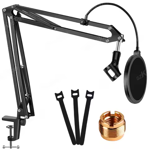 Universal Microphone Stand Kits Adjustable Microphone Boom Arm Holder with Pop Filter for Shure SM7B