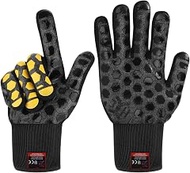 J H Heat Resistant Oven Glove:EN407 Certified 932 °F, 2 Layers Silicone Coating, Oven Mitts for Cook