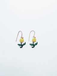 手繪耳環 - 黃玫瑰花 / 小