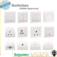 SCHNEIDER KB VIVACE 13A/15A/S/SOCKET TV TEL ASTRO SOCKET /20A HEATER/AC/BELL/1GANG/2GANG/3GANG/4GANG