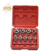 PUREHAIRBEAUTY 14PCS/Set Hexagon Socket Nut Socket, 1/4" 3/8" 1/2" External Hex Wrench Head Star Soc