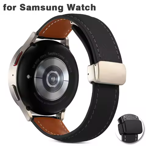 Leather Strap For Samsung Watch 5 Pro 45mm 20mm Magnetic Buckle Band For Galaxy Watch 5 40mm 44mm 3 