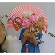 New code 54cm paper fan in pink tone decor CNY (pre-installed)