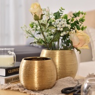 Gold Plated Ceramic Vase &amp; Flower Pot