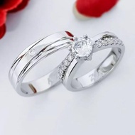 Cincin couple berlian emas putih dan cincin perak berlian