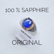 Batu Cincin Blue Sapphire Safir Asli