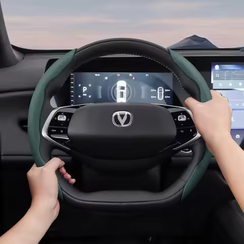 Suitable for Changan Breathable Holes Leather Steering Wheel Cover Segmented Quick Release Design No