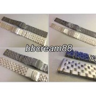 全新不銹鋼5格錶帶 銀色/黑色 20mm/22mm/24mm (適合 Seiko Tuna Orient Citizen Casio)