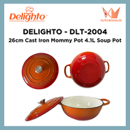 DELIGHTO - 26cm Cast Iron Mommy Pot 4.1L Soup Pot | DLT-2004 ORANGE