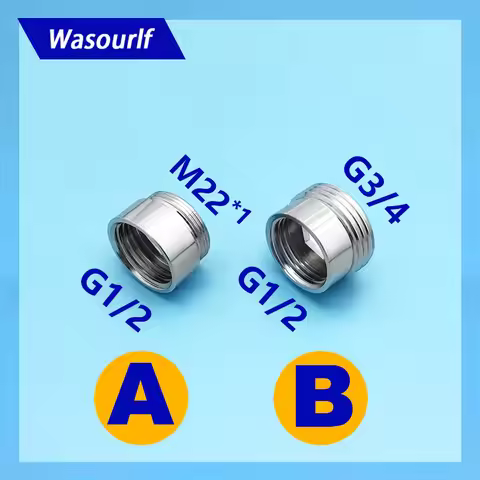 WASOURLF G1/2 Female Thread 3/4 M22 Male Thread Adapter Brass Chrome Connector Shower Bathroom Kitch
