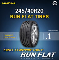 Goodyear 245/40R20 EAGLE F1 ASYMMETRIC 2 RUN FLAT ยางใหม่ ผลิตปี2019 ราคาต่อ1เส้น มีรับประกันจากโรงงาน แถมจุ๊บลมยาง ยางรันแฟลต ขอบ20 ขนาด 245 40R20 RUN FLAT จำนวน 1 เส้น