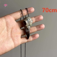 [HWETR] 3D Crow Skull Necklace Resin Dark Gothic Raven Pendant Halloween Goth Jewelry for Daily Outf