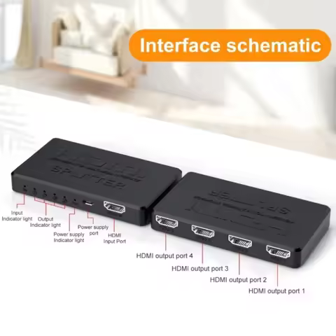 1 in 4 Out HDMI-Compatible Splitter HD 4K Video Switcher HDMI Cable Adapter 1x4 Hub For PS4 Laptop M