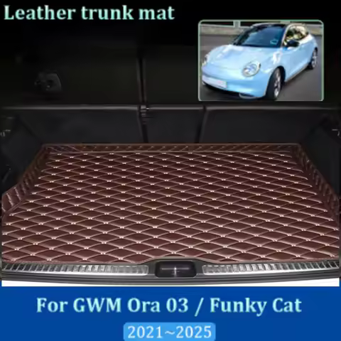 For GWM Ora 03 Funky Cat 2021-2025 Leather Car Trunk Mats Storage Liner Rug Boot Carpet Pad Anti-Sli
