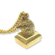 Vintage Pinchbeck Eagle Wax Seal / Brass Handle Stamp Letter Fob Pendant + Chain