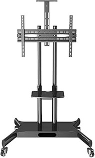 Home Office TV Stand Mobile Trolley Cart – Double Tray Shelves &amp; Heavy Duty Base – for 32 42 43 40 55 65 70 Inch HDR LED &amp; LCD TV Screens