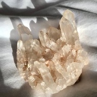 白水晶簇 粉紅色 閃亮 彩虹 白晶 水晶原礦 天然原石 水晶