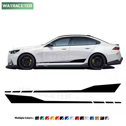 2 Pcs Door Side Stripes Sticker Carbon Fiber Vinyl Decal For BMW M5 2024 G90 G99 Touring 2025 M Perf