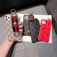Luxury brand Premium Leather Phone Case With wristband for iphone 13 13pro 13promax 12 12pro 12promax Classic Luxurious and elegant feminine design LOGO pattern case iphone 11 11pro 11promax x xr xsmax High quality protective case for iphone 7+ 7plus 8+