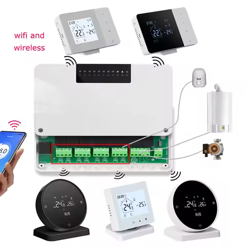 Wireless Thermostat Controller Wifi Smart Home 8-Zone Heating System for Boiler Water Floor Actuator