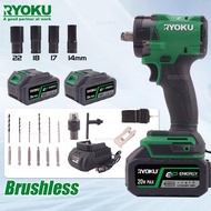 ประแจไฟฟ้าแรงกระแทก RYOKU 20v 600N.M แบตเตอรี่ 2 ก้อน ไร้แปรงถ่าน ประแจไฟฟ้าแรงกระแทก