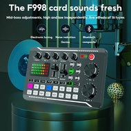 V8S Sound Card External USB Audio Mixer Live Singing Headset Microphone F998 Soundcard