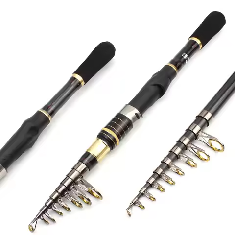 Power M Telescopic Fishing Rod 1.8-3.0M Spinning Pole Carbon Fiber Body Ceramic Guide Ring Light for