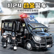 1: 24 Ivico Alloy Police Car Model Simulation SWAT Bus Decoration Children's Toy Car Male Gift 12.23