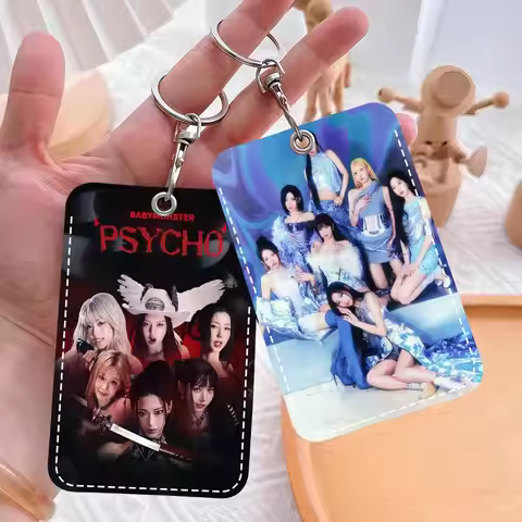 Kpop Babymonster Group Anime Fashion Leather Card Keychain ID Bus Door Card Case Perfect Adult Birth