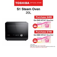 Toshiba MS1-TC20SF(BK) Multi-functional Steam Toaster Oven with Contemporary Aesthetic, 20L