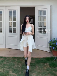YOUNG KYLIN High Waist A-Line Dress Collection Spring Summer Clearance Sale Korean Style V-Neck Soli