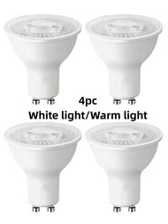 4入組GU10底座，6瓦相當於500流明，不可調光6000k冷白色，3000K暖白色LED燈泡，適用於室內和室外使用