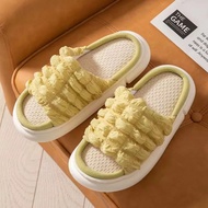 SKM Cake Puff Thick Bottom Linen Adult Indoor Slippers HM257 Selipar