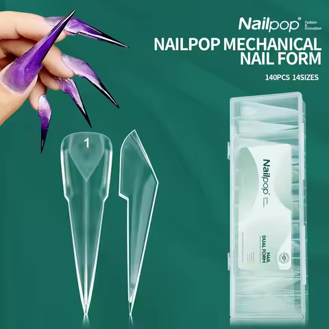 Nailpop Mechanical Nail Form 70/140Pcs Unique Dragon Claw Clear Nail Extension Forms 14 Sizes Easy D