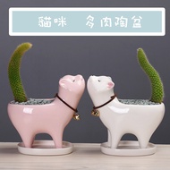 {Succulent Flowerpot} Bell Cat Tail Monkey Post Animal Flowerpot Cactus Pottery Pot Succulent Plant
